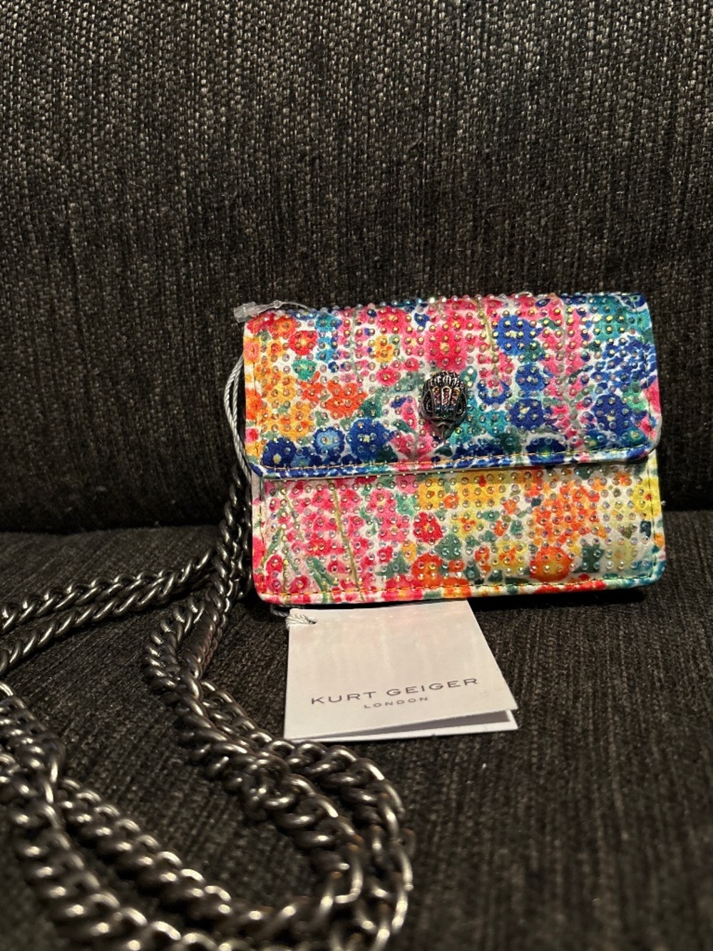 Kurt Geiger Micro Kensington London Mini Crossbody Bag Black Pattern New